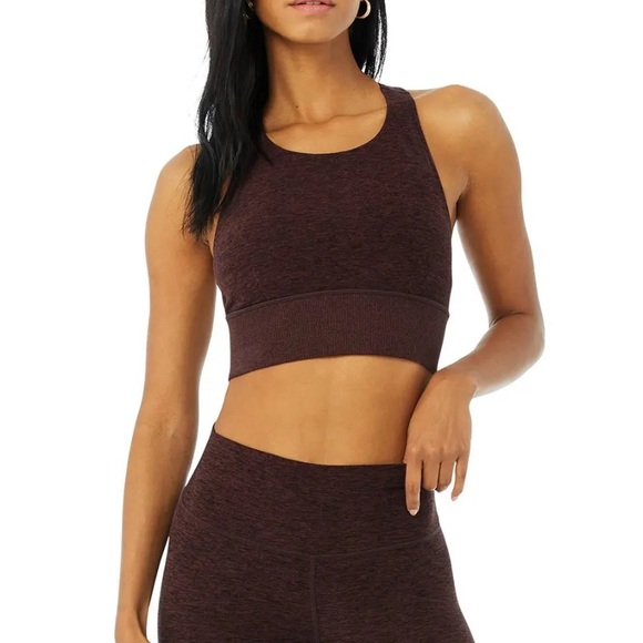 ALO Yoga Alosoft Serenity Sports Bra Size Small Heather Wine - Picture 1 of 11